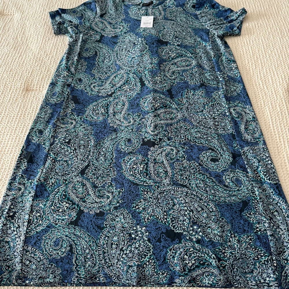 NWTS J JILL Petite Wear Ever Blue Paisley Dress